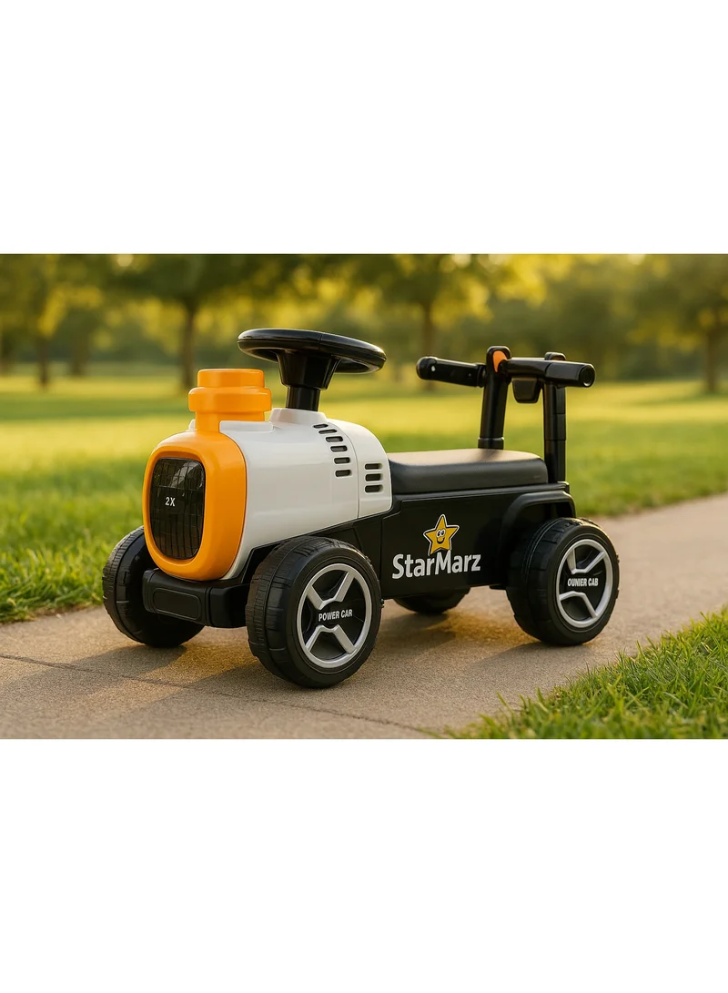 Starmarz StarMarz Premium Tractor Ride-On Car – Foot-to-Floor Push Tractor with Steering Wheel & Rear Handle – Toddlers (1–5 Years), Yellow & Black